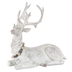 Gerson White Laying Holiday Deer Figurine 8 In.