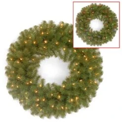 National Tree Company 24 In. D LED Prelit Warm White North Valley Spruce Wreath