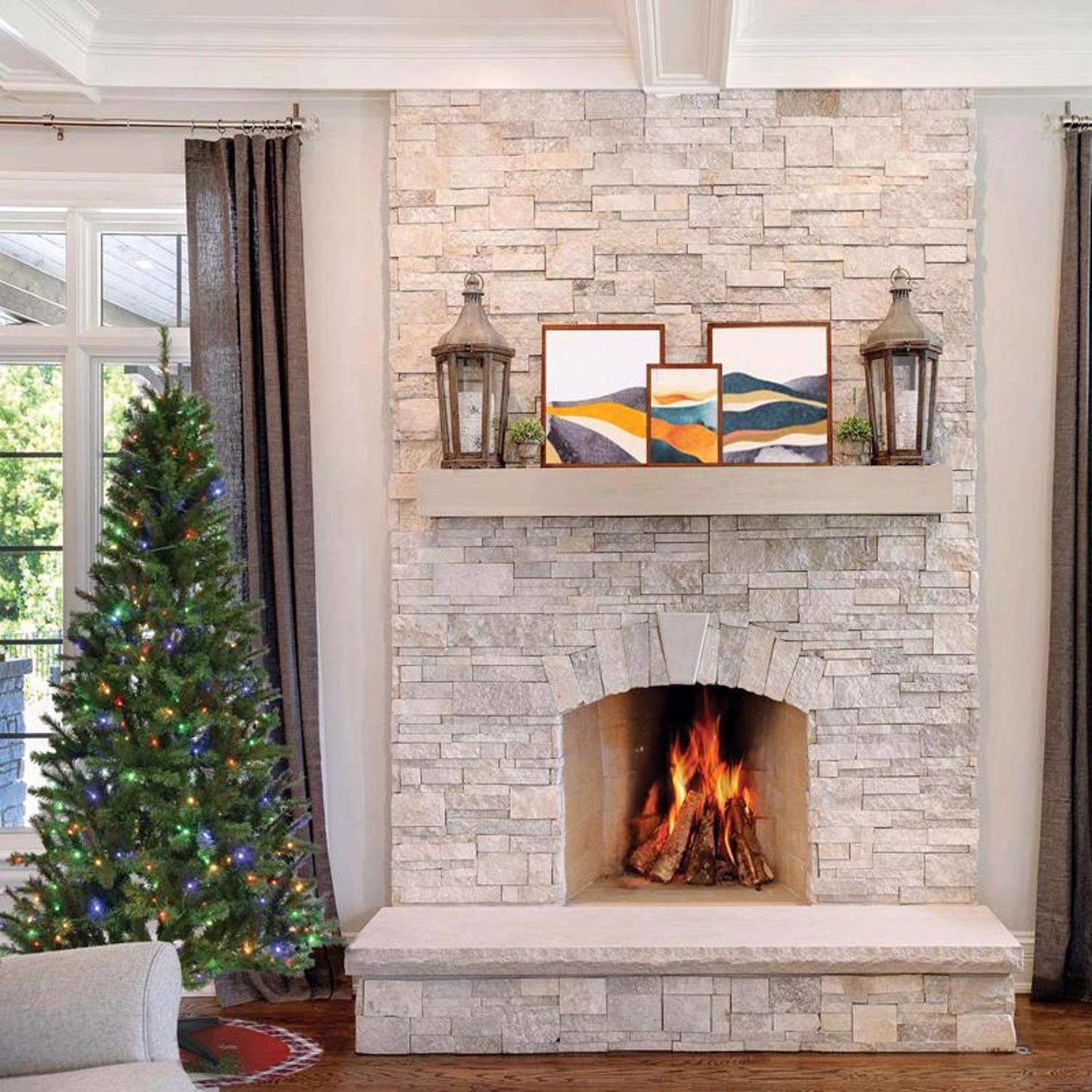 Celebrations 7-1/2 Ft. Slim LED 300 Lights Fir Tree Color Changing Christmas Tree - Image 3