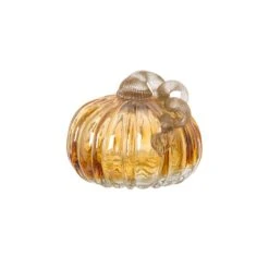 Glitzhome 4.72 In. Glass Pumpkin Tabletop Decor