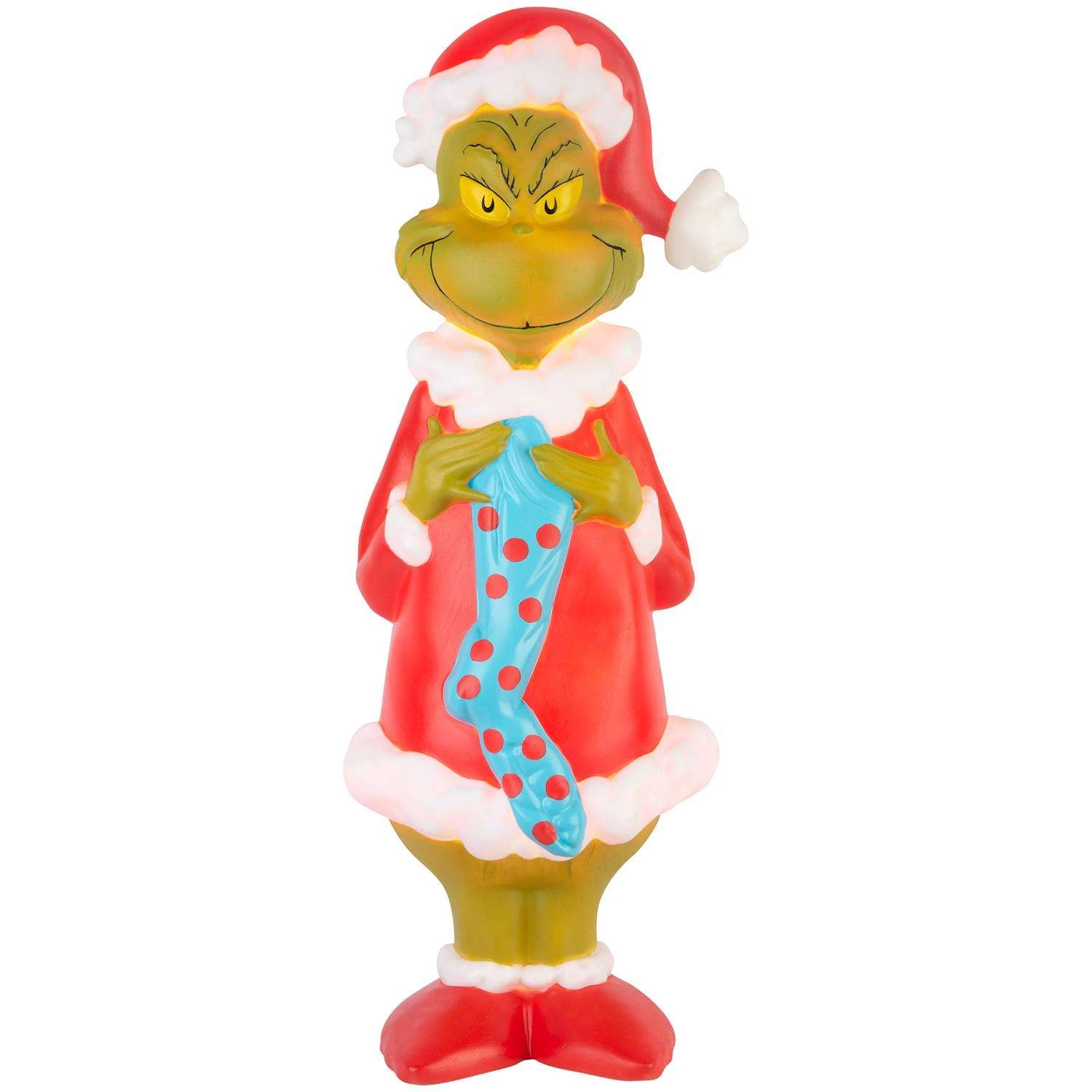 Dr. Seuss Incandescent White Grinch With Stocking 24 In. Blow Mold