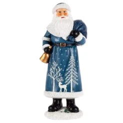 Gerson Blue/White Santa Figurine 12.5 In.