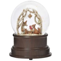 Roman Glitter Dome Multicolored Musical Forest Animal Arch Indoor Christmas Decor 5.5 In.