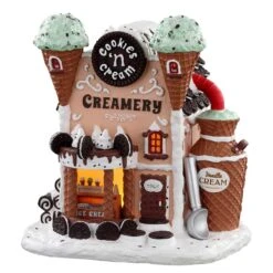 Lemax Multicolored Cookies 'N Cream Creamery Christmas Village 8 In.