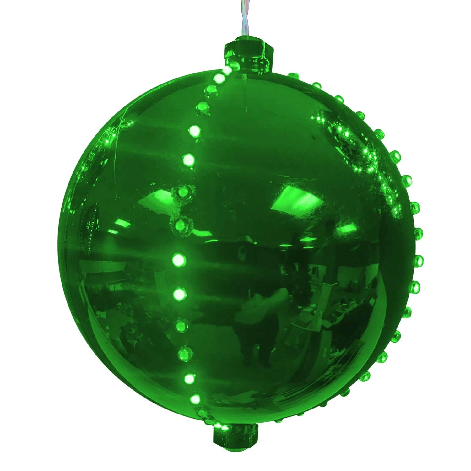 Celebrations Platinum LED Green Lighted Ornament 6 In. Hanging Decor