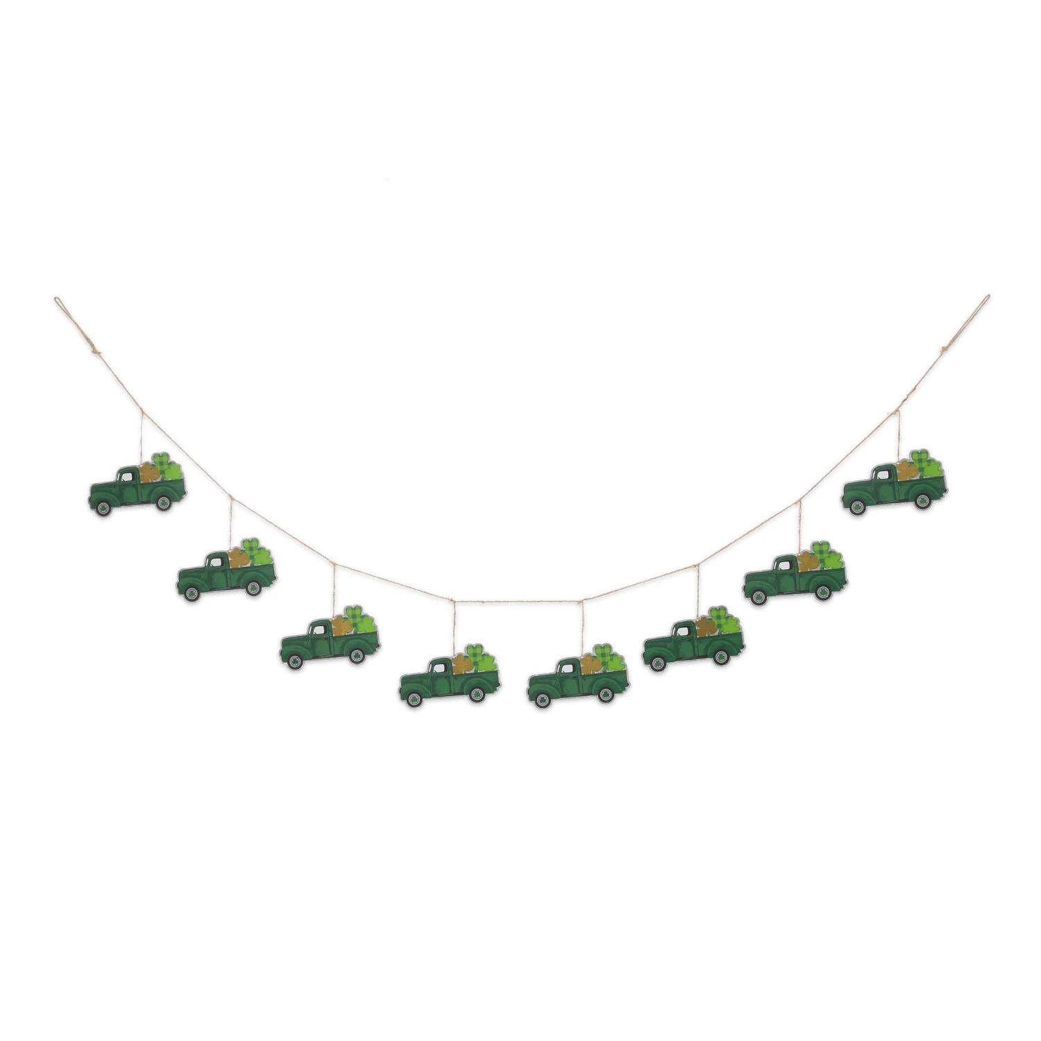 Glitzhome St. Patrick's Trucks Garland Metal 1 Pc