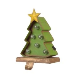 Glitzhome Marquee LED Brown/Green Tree Stocking Holder 7.48 In.