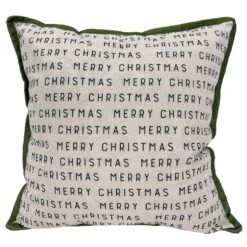 Celebrations Home Green/White Winter Woodland Merry Christmas Pillow 5 In.