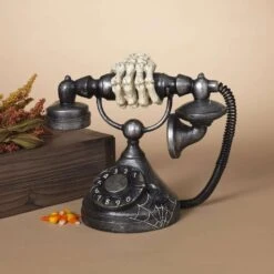 Gerson Halloween Antique Telephone With Skeleton Hand Resin 1 Pc