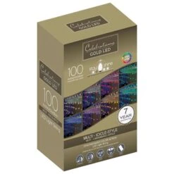 Celebrations Gold LED Mini Multicolored 100 Ct Icicle Christmas Lights 8.5 Ft.
