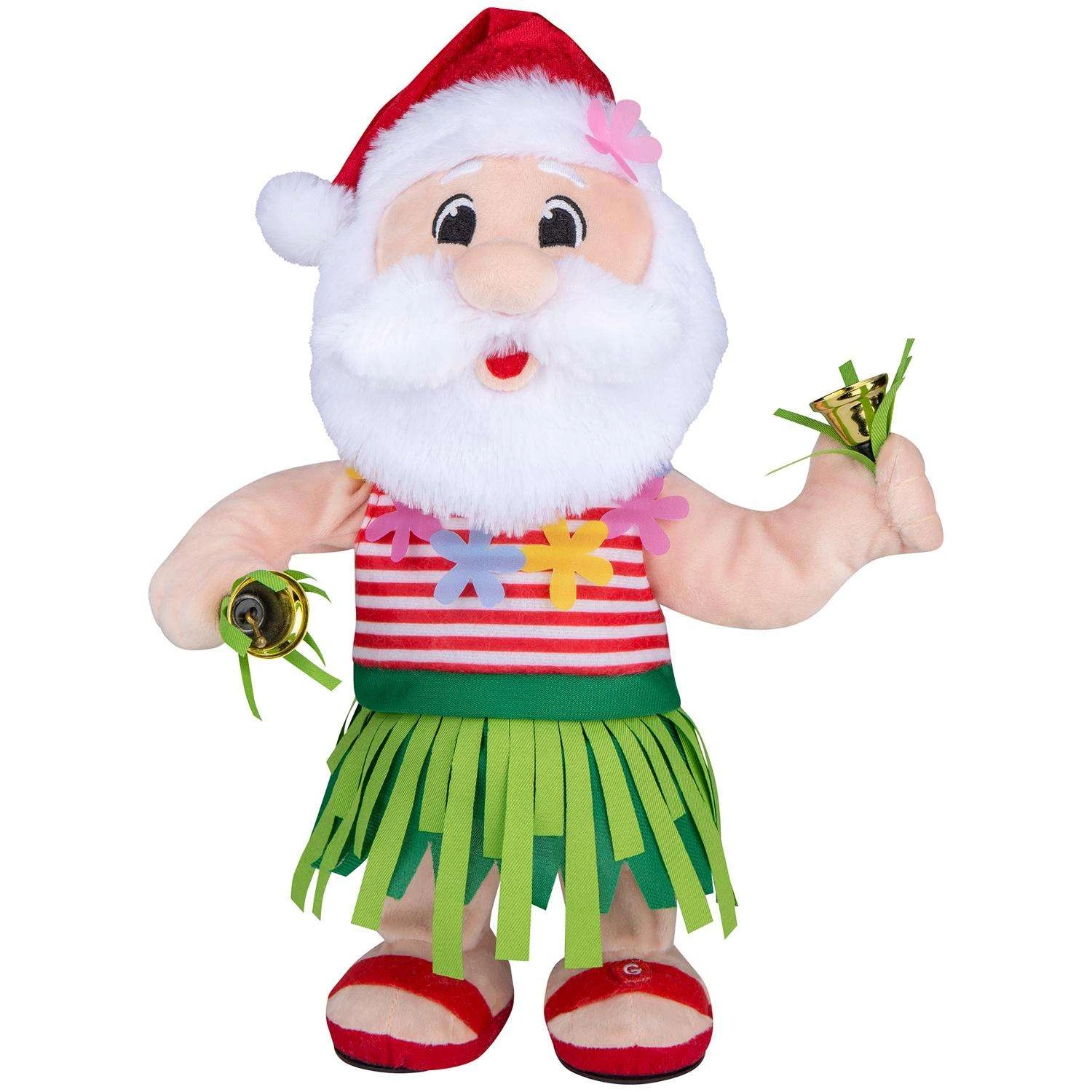 Gemmy Multicolored Hula Dancing Tropical Santa Animated Decor 14.17 In.