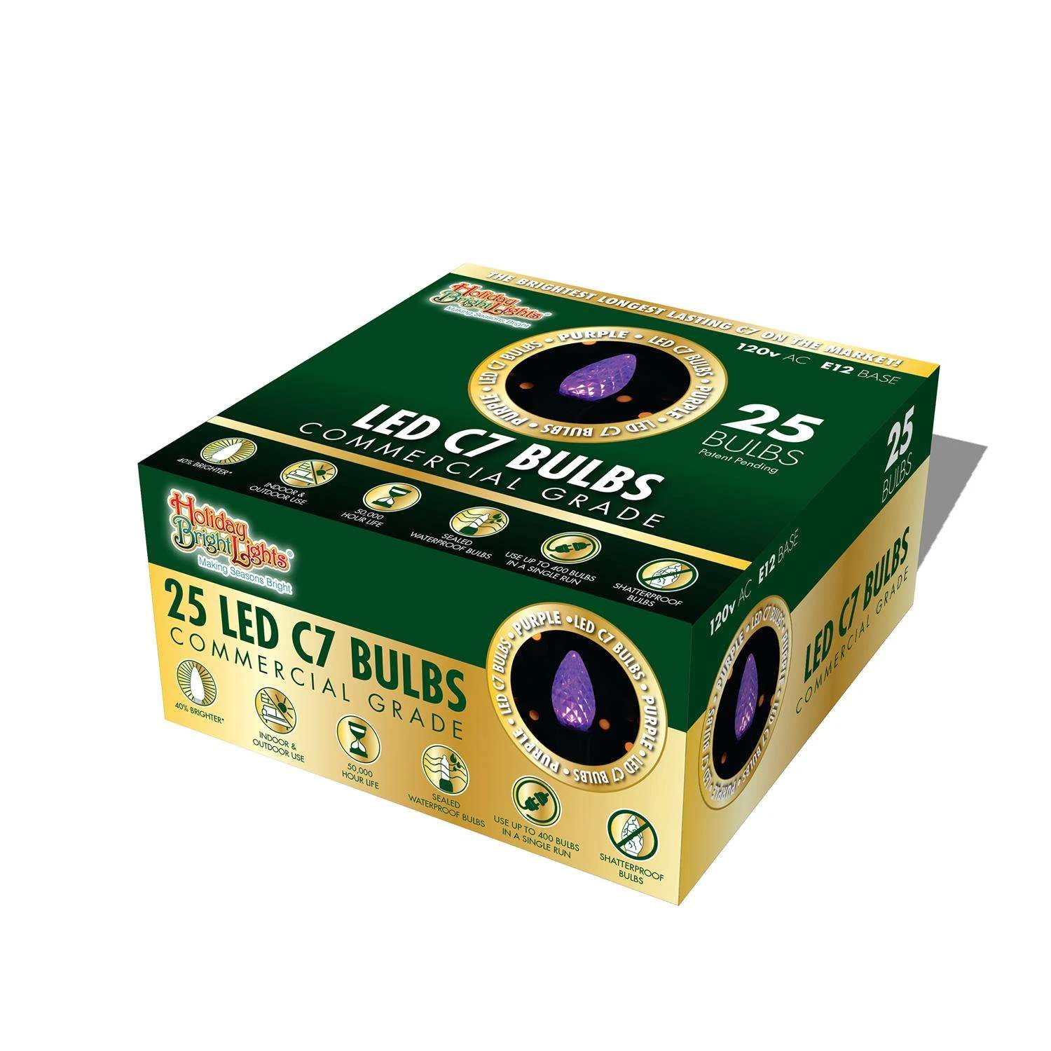 Holiday Bright Lights LED C7 Purple 25 Ct Replacement Christmas Light Bulbs - Image 2