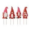 Glitzhome Valentine's Love Gnome Yard Stake With Hanging Sign Iron 4 Pc