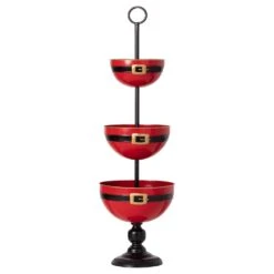 Sullivans Black/Gold/Red Three Tiered Indoor Christmas Decor 42.5 In.