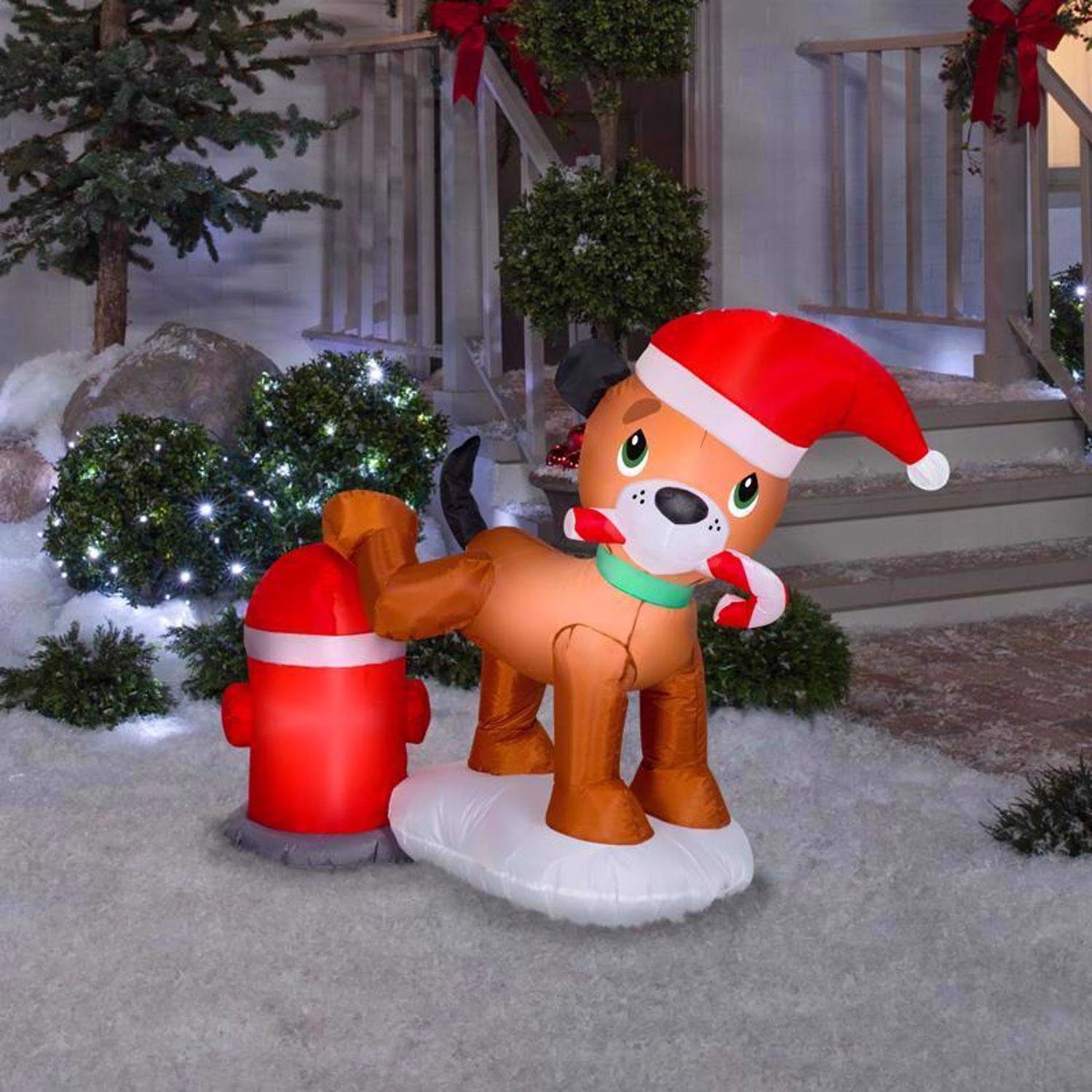 Gemmy Airblown LED Dog With Fire Hydrant Scene 3.5 Ft. Inflatable - Image 3