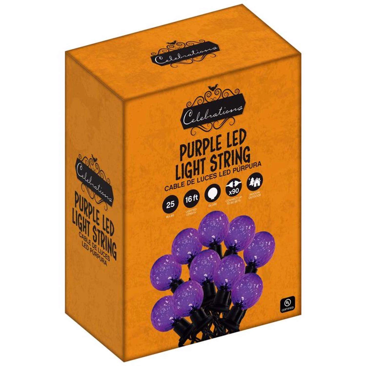 Celebrations Purple 25 Ct LED Faceted Globe Lights