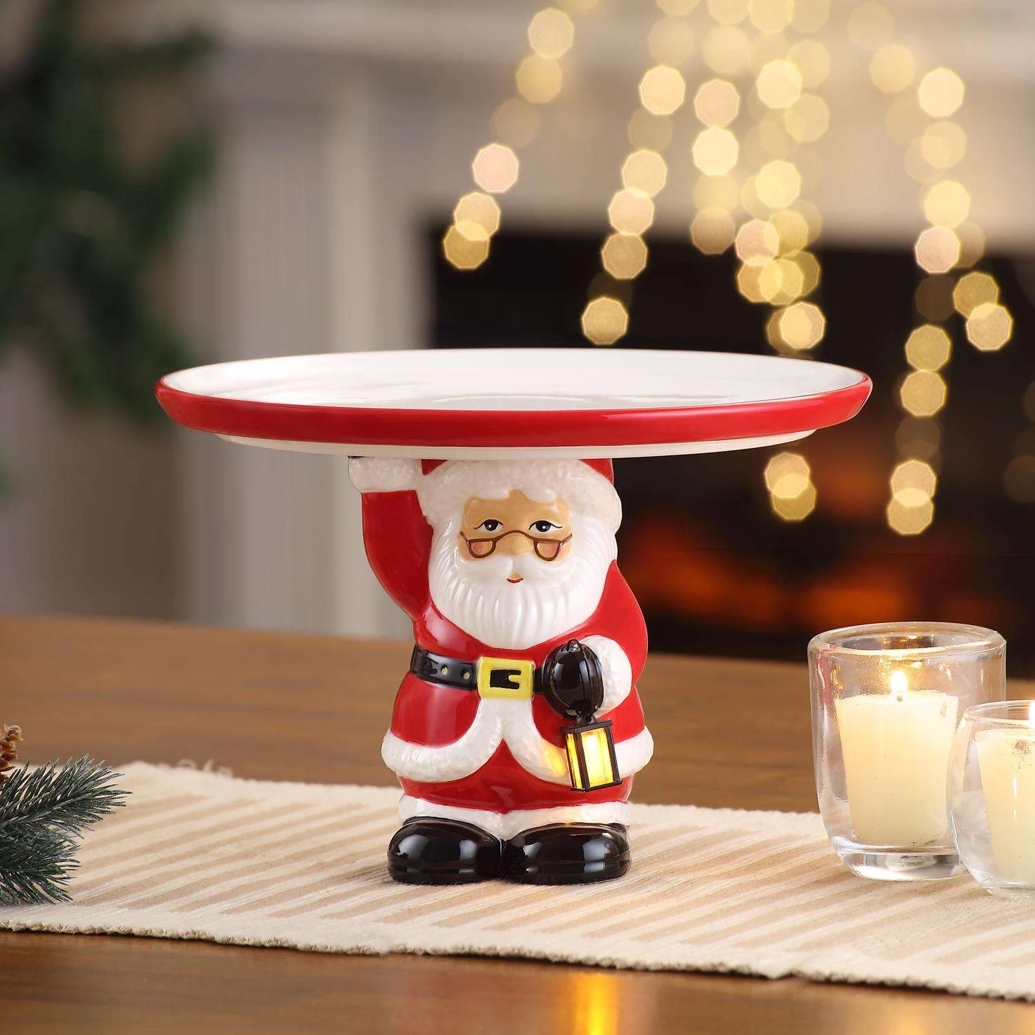 Mr. Christmas LED Santa Claus Cake Plate Table Decor 6.5 In. - Image 2