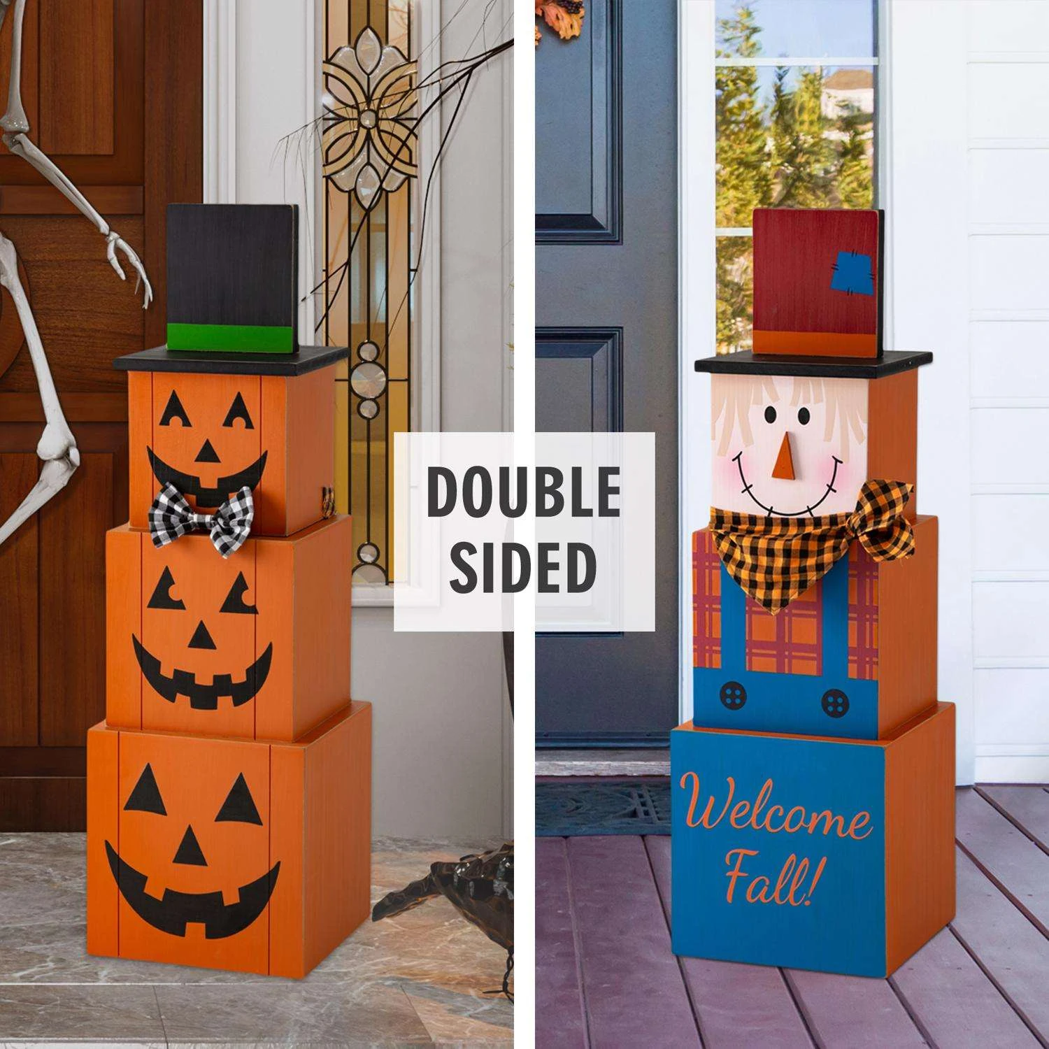 Glitzhome 36 In. Double Sided Stacked Fall Decor - Image 2