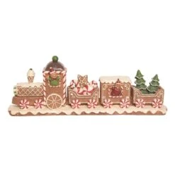 Transpac Multicolored Gingerbread Train Table Decor 6.5 In.