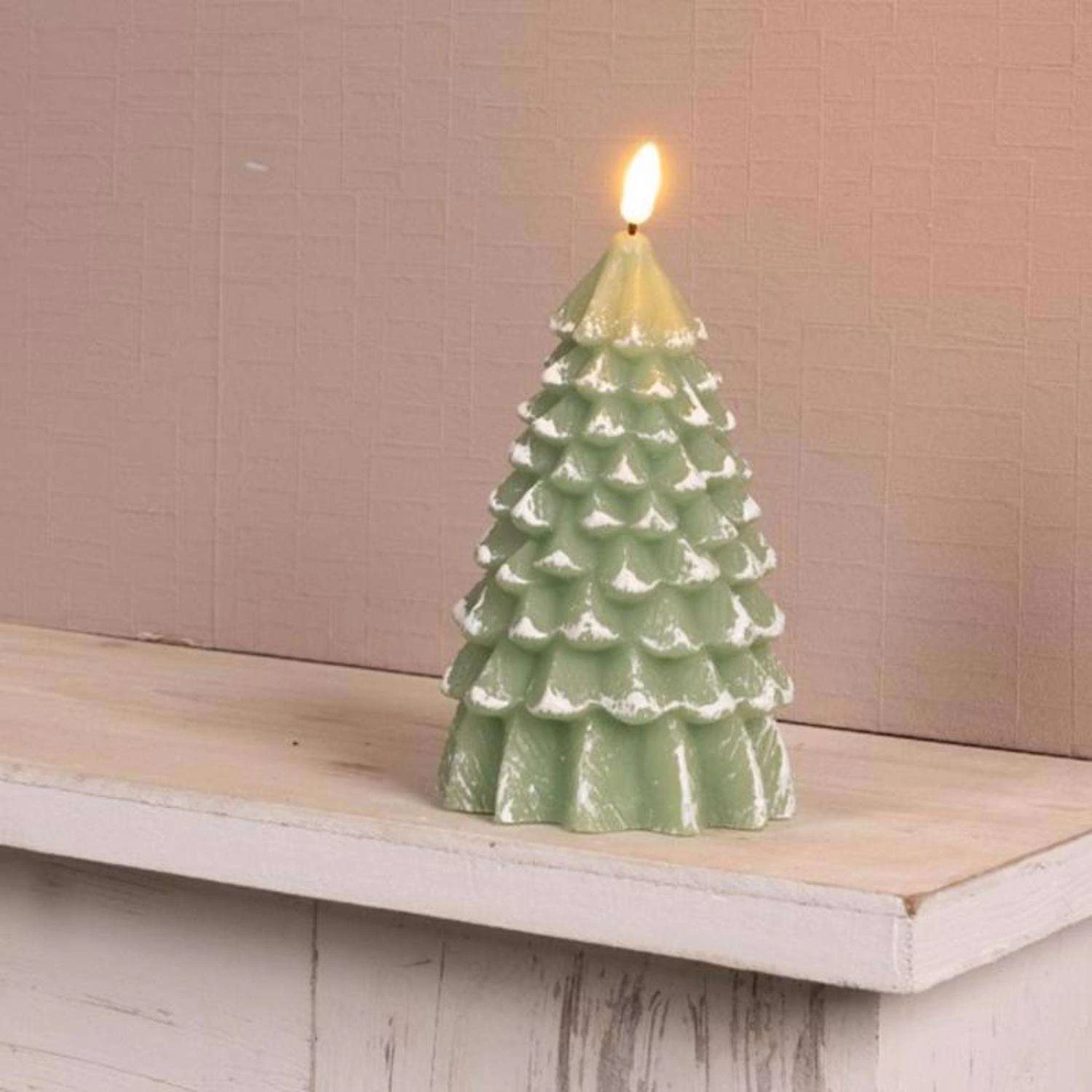 Lumineo Green Flickering Flameless Tree Candle 7 In. - Image 2