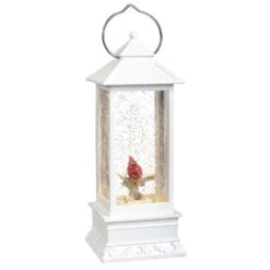 Roman Holiday LED Multicolored Lantern With Cardinal Swirl Indoor Christmas Decor 11 In.