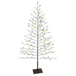 Holiday Bright Lights LED Multicolored Flat Stick Christmas Tree 60 In.