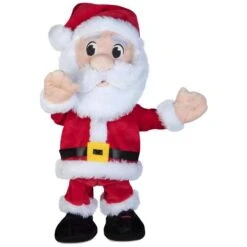 Gemmy Multicolored Hands In The Air Dancing Santa Animated Decor 14.57 In.