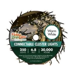 Holiday Bright Lights LED Rice Cluster Warm White 250 Ct String Christmas Lights