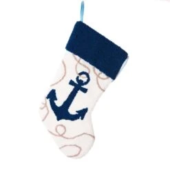 Glitzhome Multicolored Anchor Christmas Stocking 8.46 In.