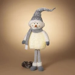 Gerson LED Gray/White Standing Light-Up Snowman Indoor Christmas Decor 31.5 In.