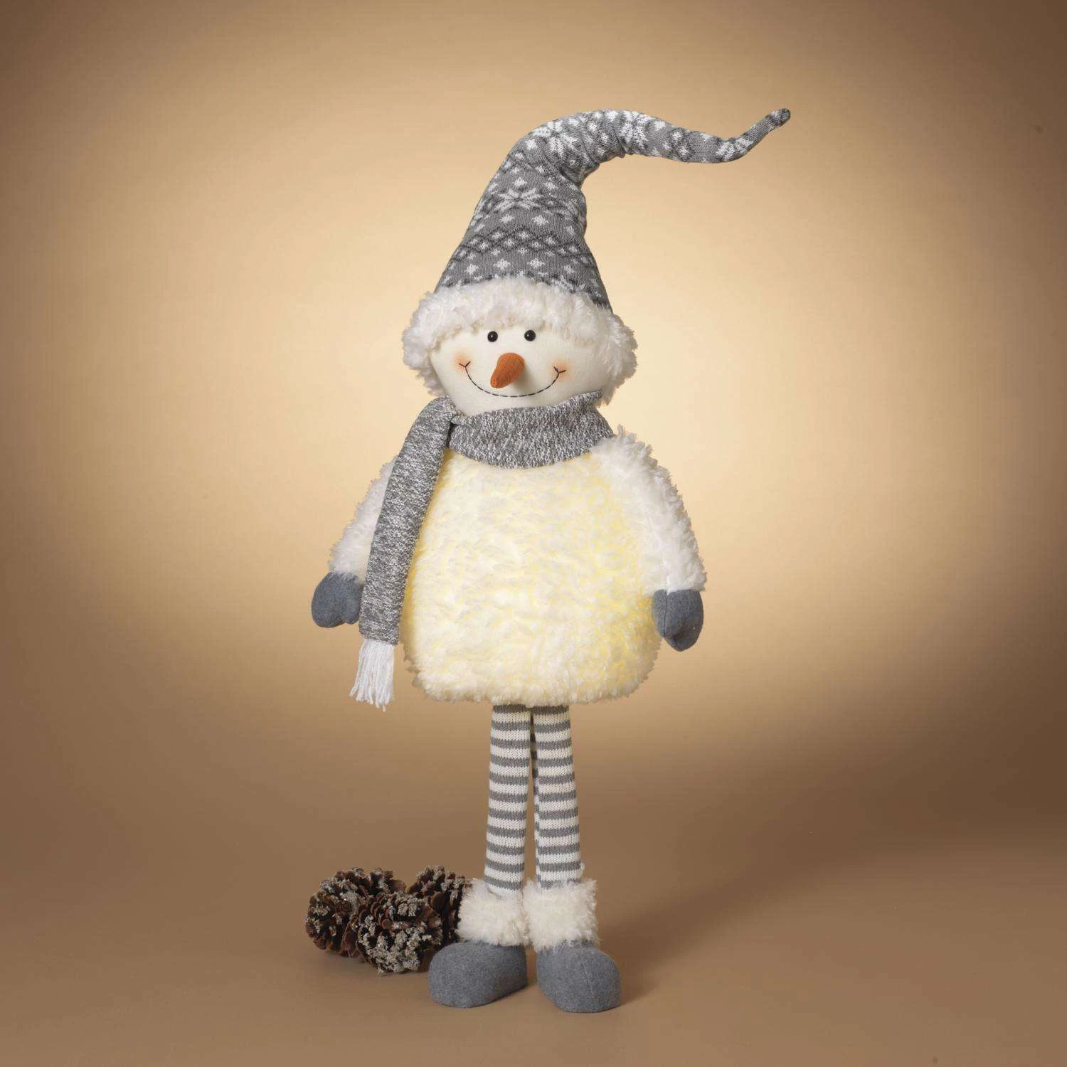 Gerson LED Gray/White Standing Light-Up Snowman Indoor Christmas Decor 31.5 In.