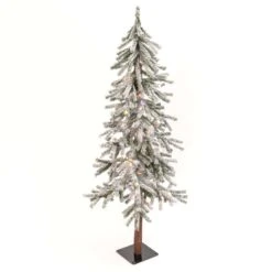 Gerson 5 Ft. Slim LED 150 Ct Flocked Alpine Christmas Tree