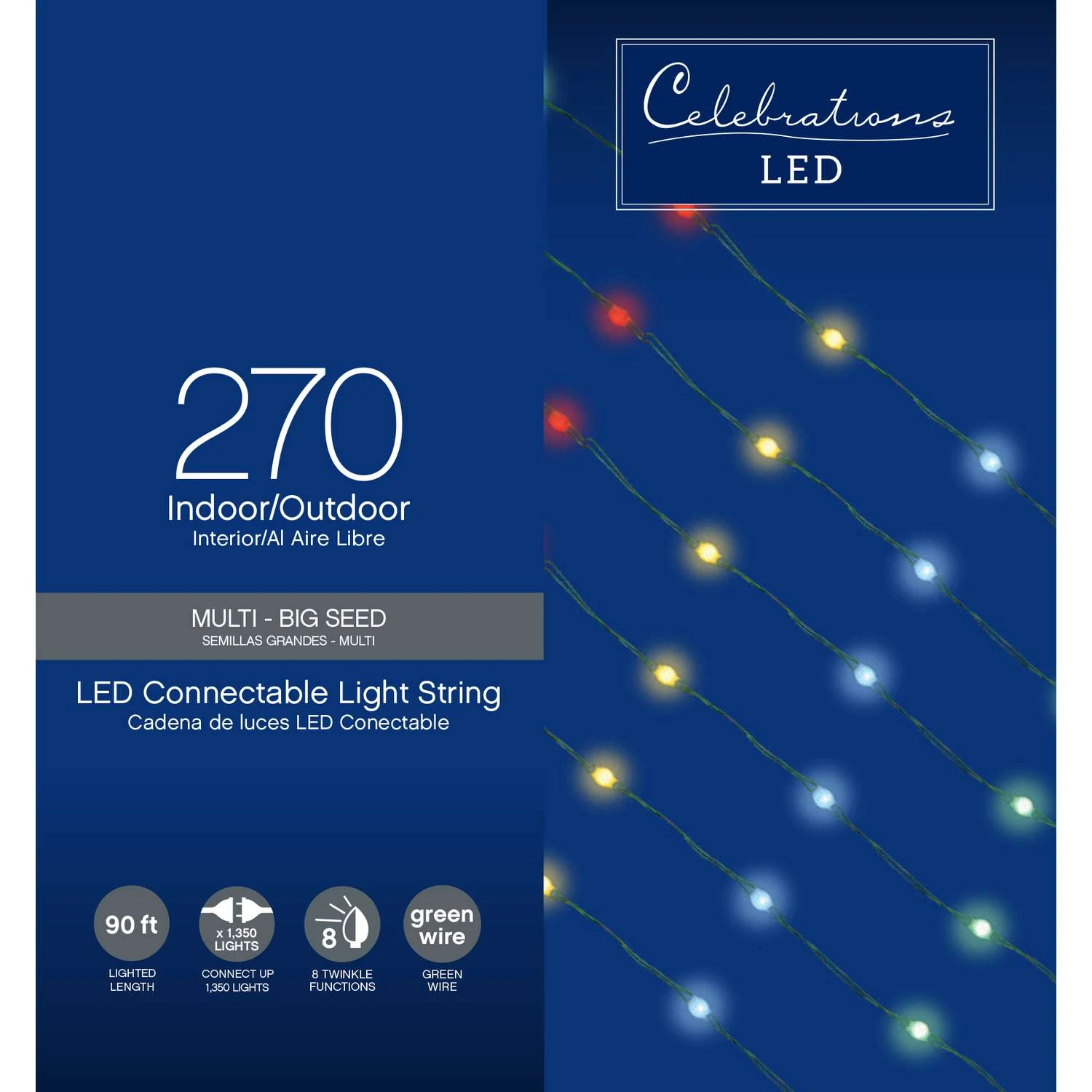 Celebrations LED Micro Multicolored 270 Ct String Christmas Lights 90 Ft.