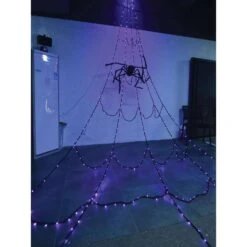 Celebrations Orange/Purple 400 Ct LED Prelit Giant Web With Spider Hanging Decor