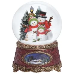 Roman Glitter Dome Multicolored Musical Snowman Family Dome Indoor Christmas Decor 5.75 In.