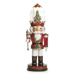 Roman Christmas LED Multicolored Musical Nutcracker Clear Hat Rotating Scene Figurine 16.25 In.