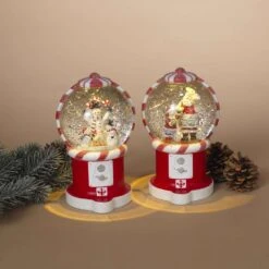 Gerson LED Red/White Holiday B/O Lighted Spinning Indoor Christmas Decor 7.5 In.