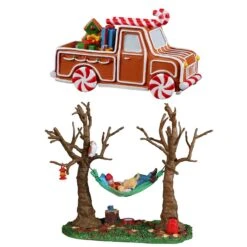 Lemax Camping Hammock Buddy And Gingerbread Truck Village Accessories