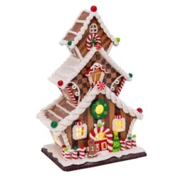 Gerson LED Multicolored Lighted Claydough Gingerbread Christmas Village 13 In.