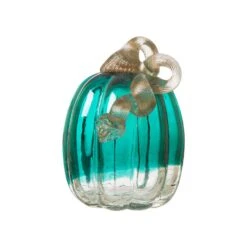 Glitzhome 5.51 In. Hand Blown Pumpkin Tabletop Decor