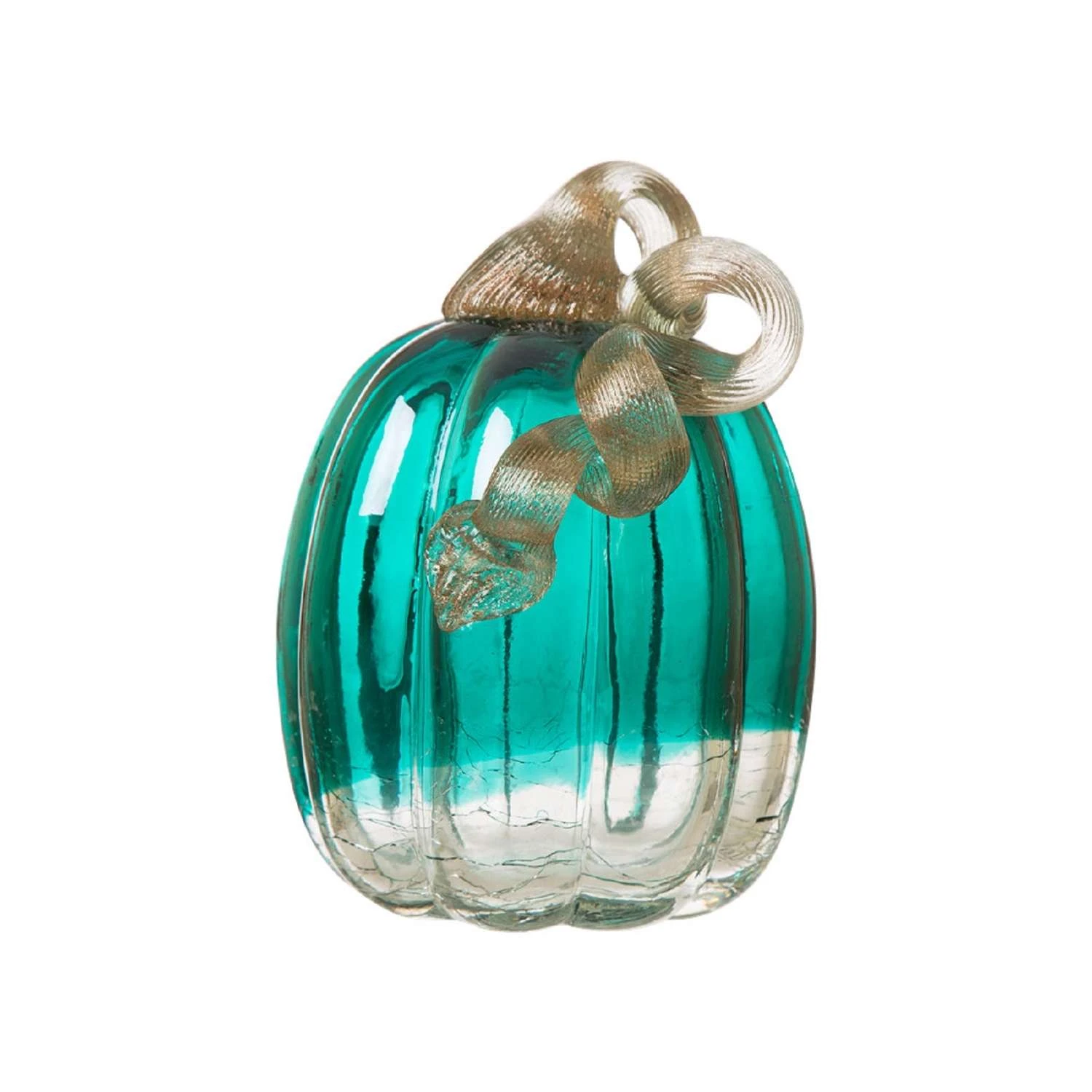 Glitzhome 5.51 In. Hand Blown Pumpkin Tabletop Decor