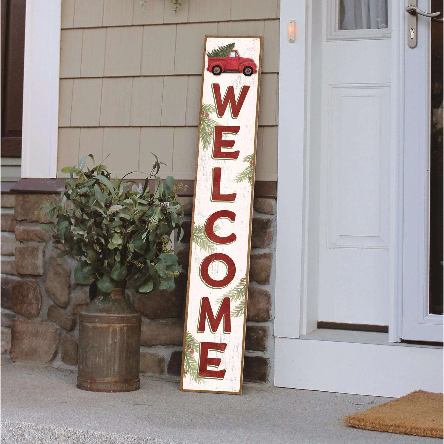 My Word! Red Truck With Tree Welcome 46.5 In. Porch Sign - Image 3