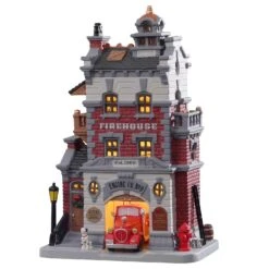 Lemax LED Multicolored Firehouse Engine Co. No. 9 Christmas Village 10 In.