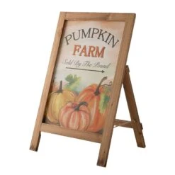 Glitzhome 24 In. Pumpkin Farm Easel Sign Fall Decor