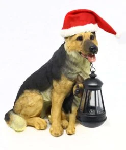 Alpine Solar Dog W/ Puppy Statue Yard Dr