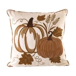 Glitzhome 0.15 In. Embroidered Pumpkin Pillow Cover Blow Mold
