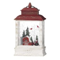 Roman Confetti Lite LED Multicolored Swirl Farmer Santa Lantern Indoor Christmas Decor 10.5 In.