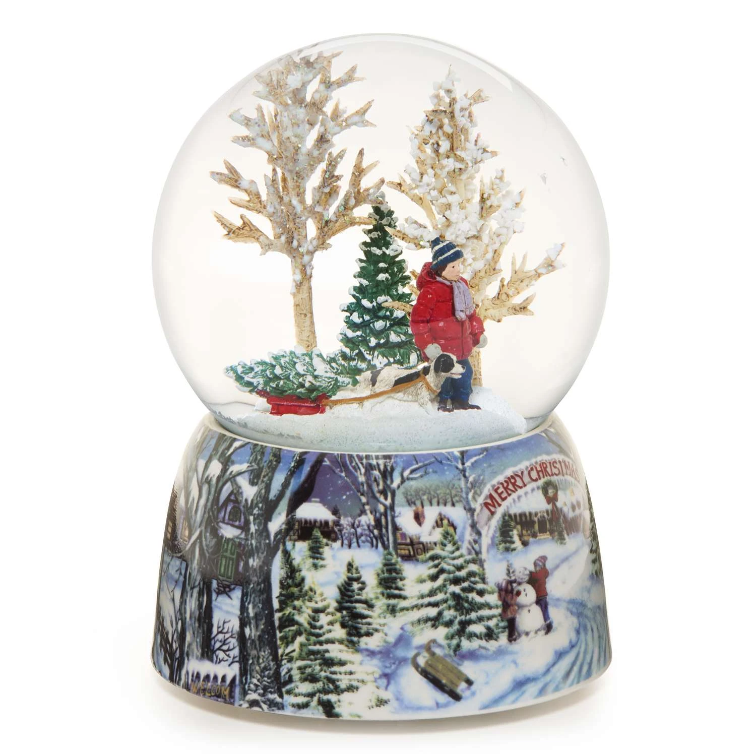 Roman Glitter Dome Multicolored Boy With Dog Indoor Christmas Decor 5.5 In. - Image 2