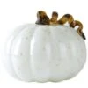 Glitzhome 7.09 In. White Glass Thanksgiving Pumpkin Fall Decor